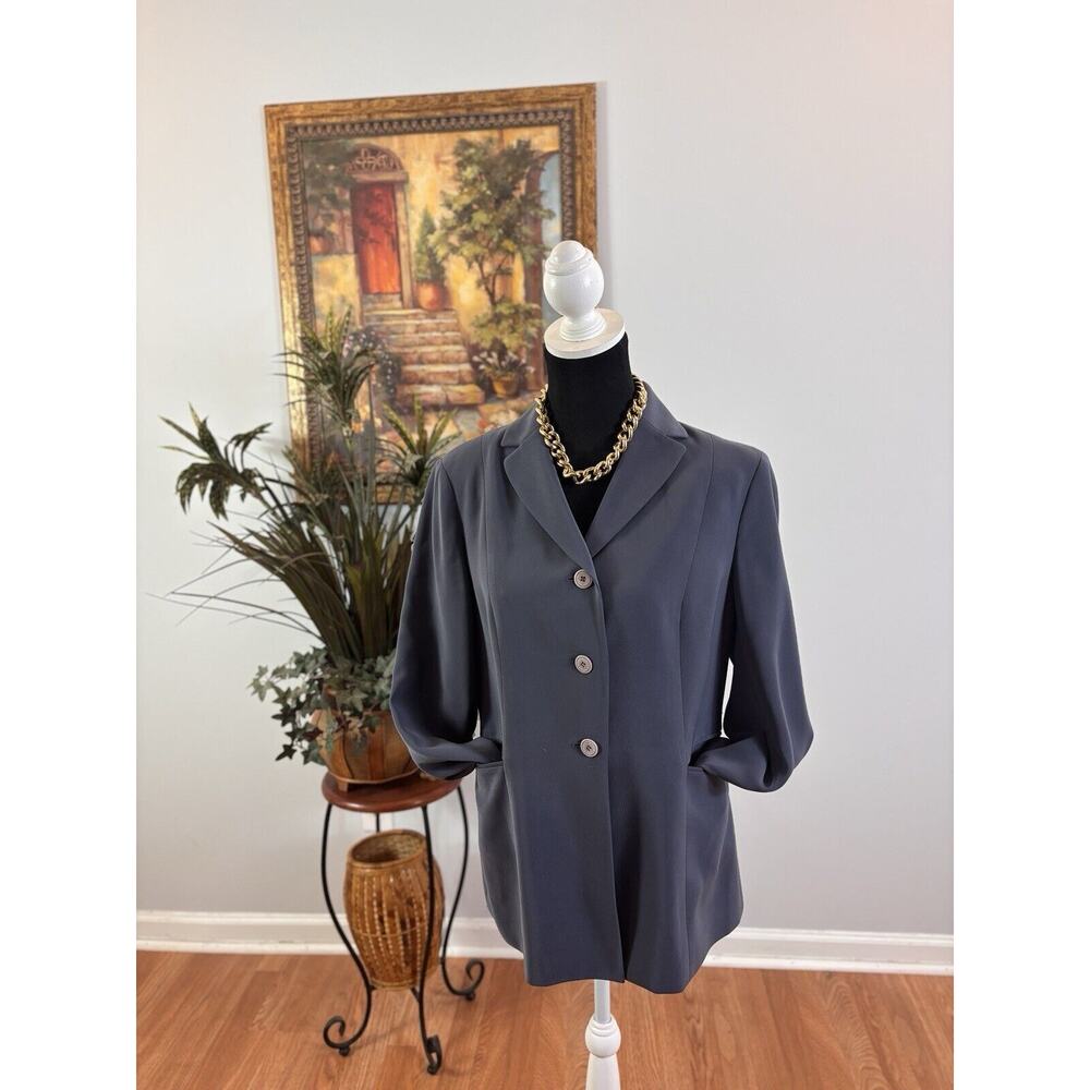 Kasper & Company ASL Suit Blazer Women's Size 10 Gray Notch Lapel Long Sleeve